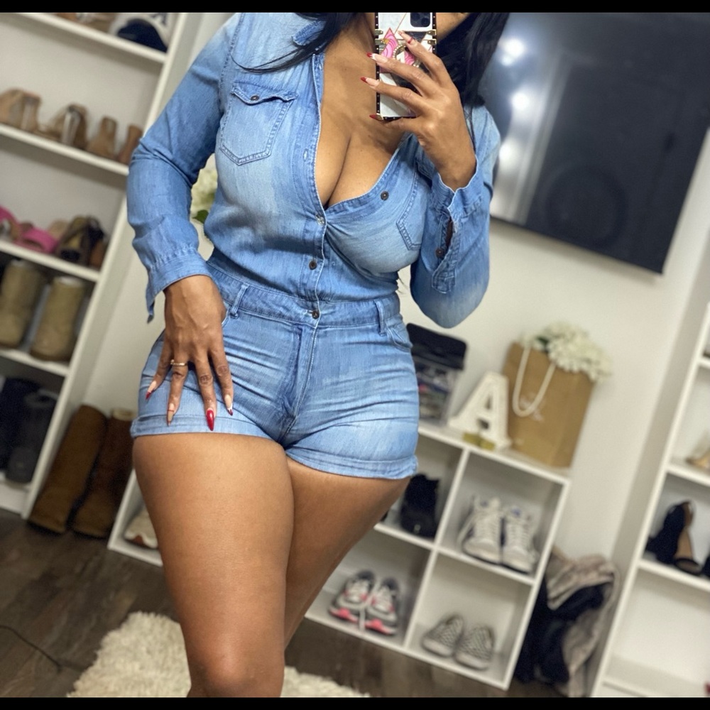 Denim jumpsuit (shorts)